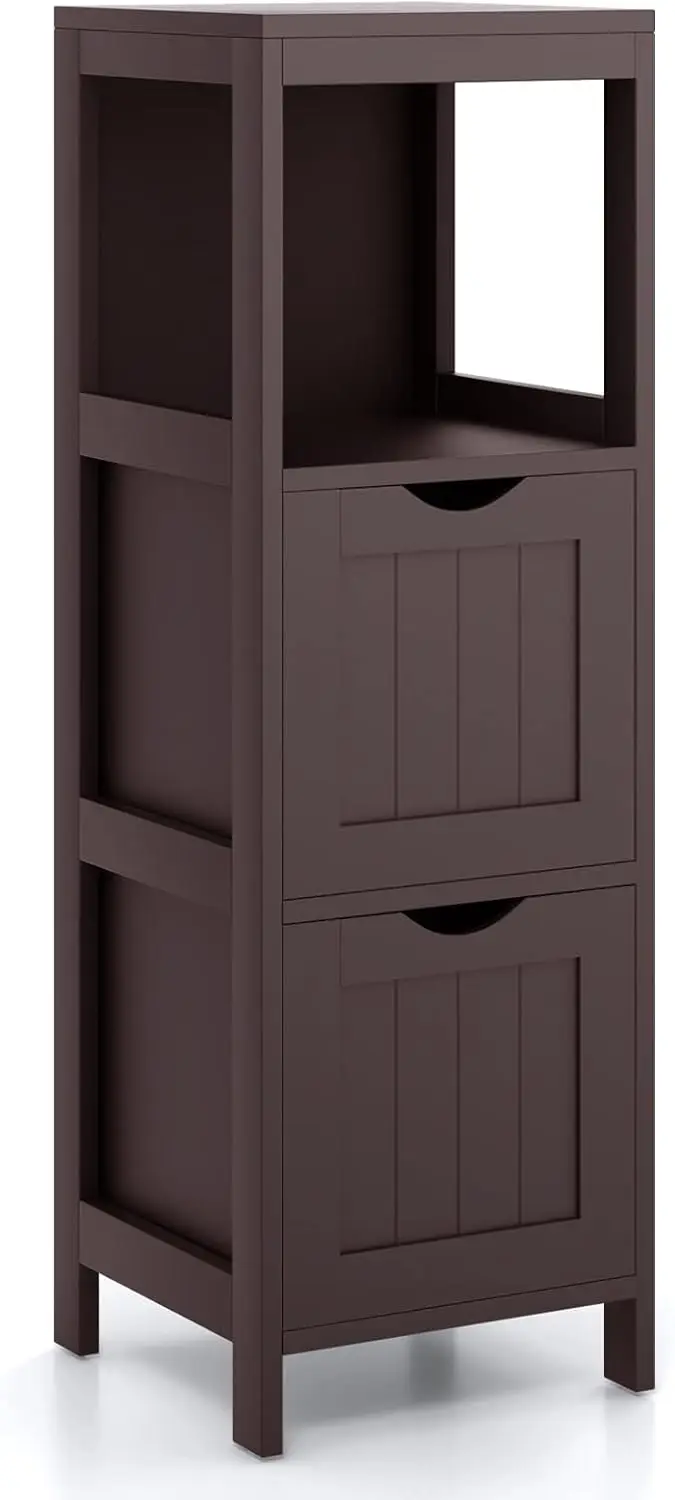 

Bathroom Floor Cabinet, Multifunctional Storage Cabinet with 2 Removable Drawers & Open Shelf, Tower Storage Cabinet with Anti-