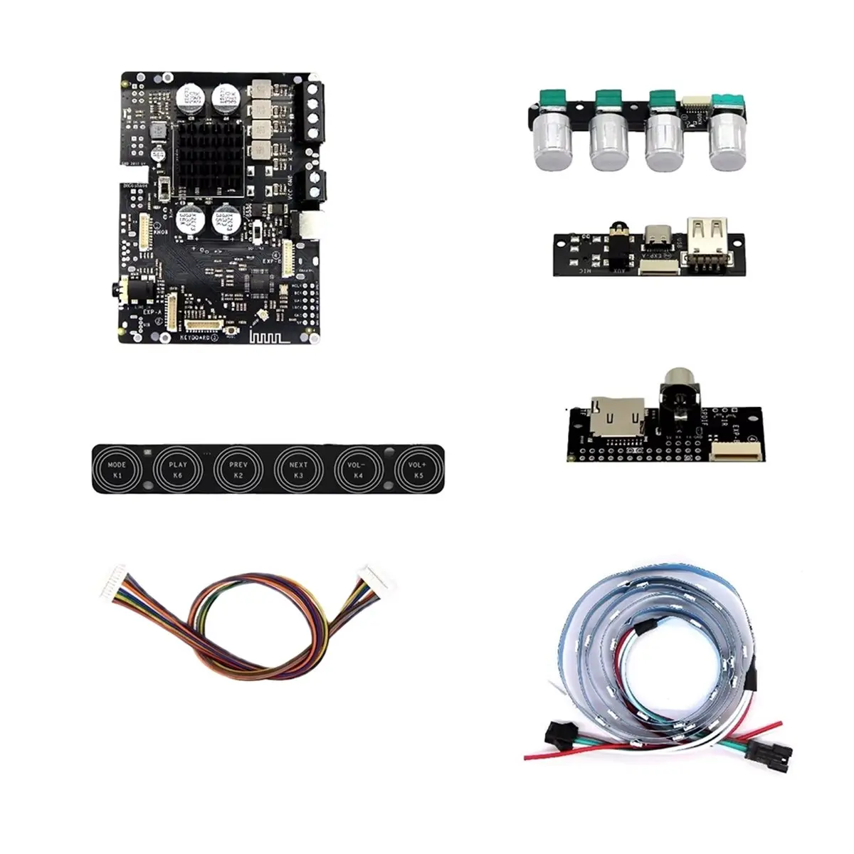 AA80 App Controlled Bluetooth 5.3 DSP Tuned 2.0 Amplifier 2x50W Effects WS2812 Inputs TF/USB/SPDIF/AUX Output I2S B