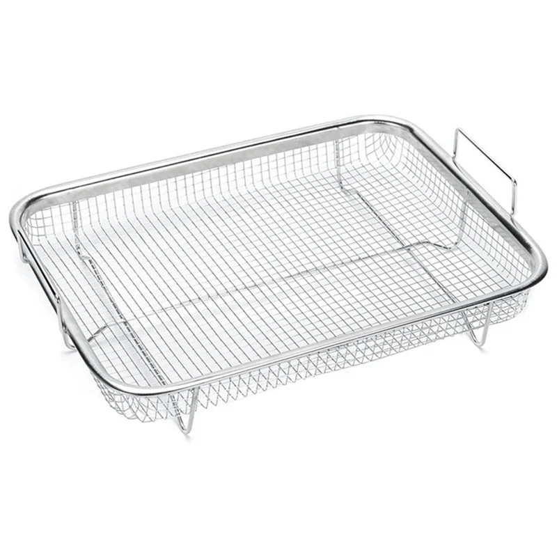 Stainless Steel air frills grill basket for oven, non-stick air frills mesh basket,