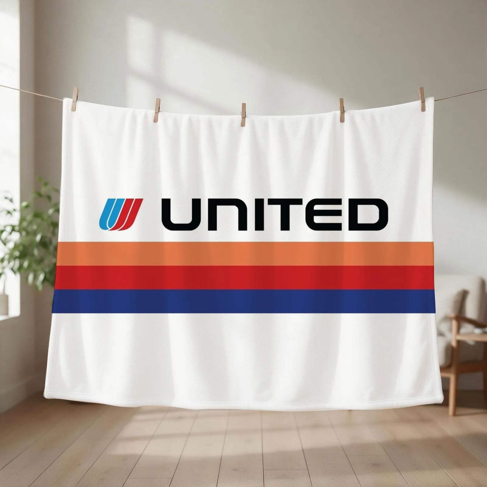 United Airlines Saul Bass Livery Throw Blanket couch cozy soft plush fuzzy picnic outdoor blanket