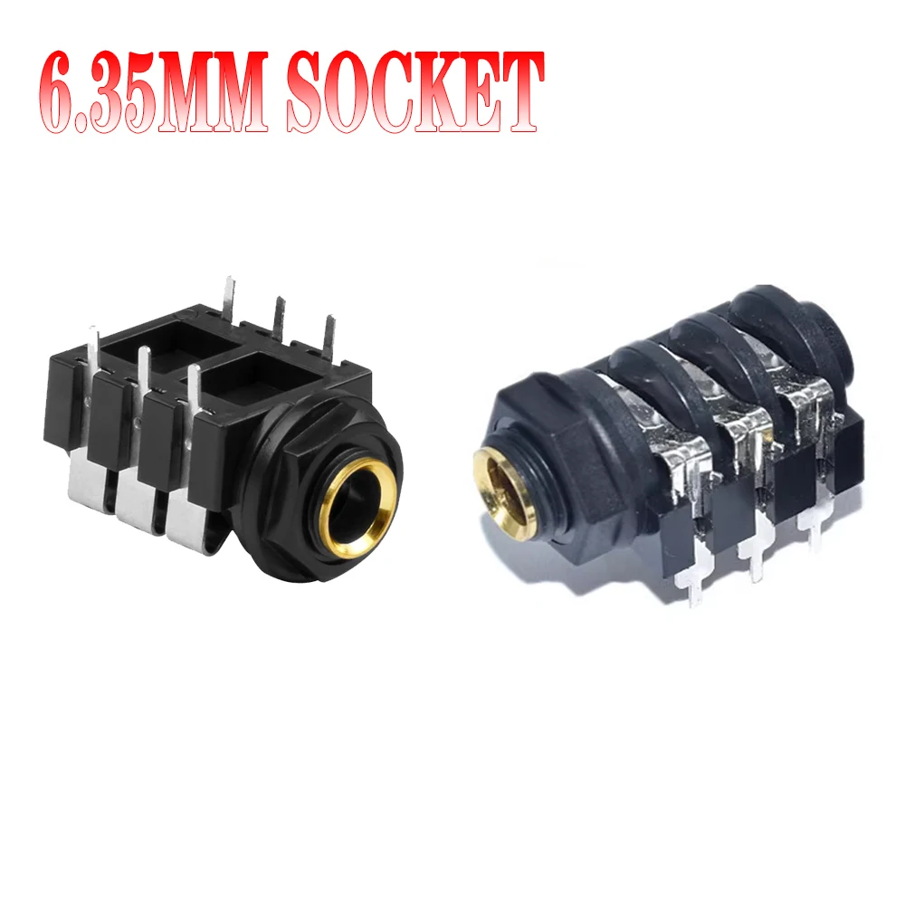 2/5pcs 6.35mm/6.35 Stereo Audio Microphone Female Socket/jack Connector 6.3mm 6p/6pin For Pcb Plug-in
