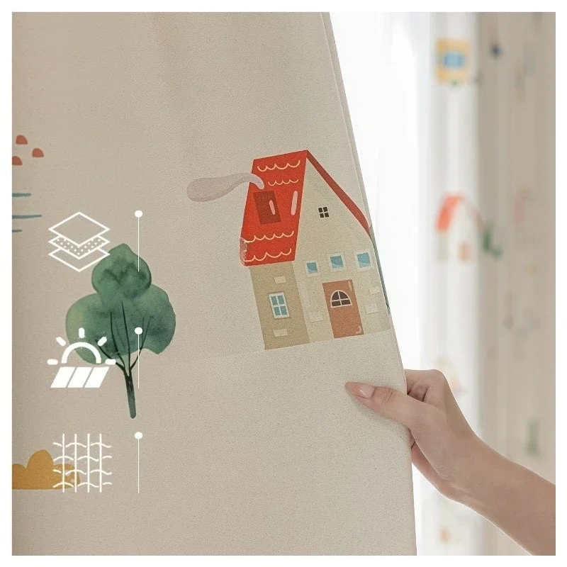 Blackout Children's Room Curtains New Style Boy and Girl Bedroom Cartoon Cute Digital Prints Environmentally Friendly Curtains