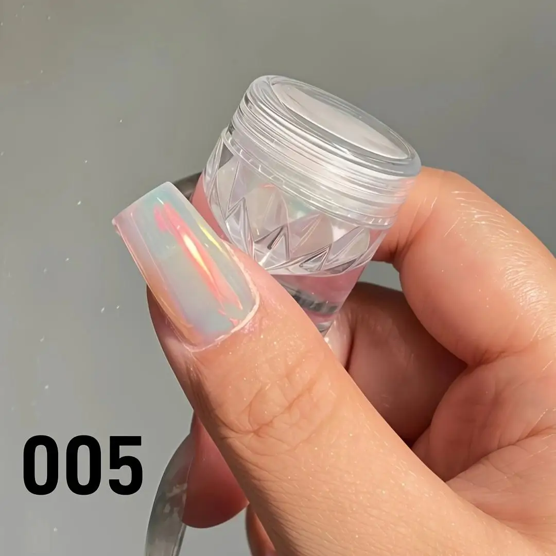 1pc Chrome Nagelpoeder Ijs Transparant Aurora Hoogglans Parel Regenboog Kleur Poeder Metaal Pigment Nail Art Creatie