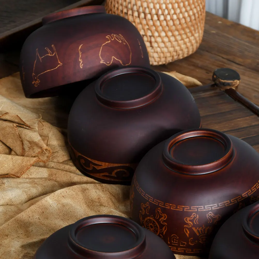 

Wooden Bowls Premium Material Smooth Edges Anti Scald Design Practical Rice Salad Easy Clean Household Kitchen