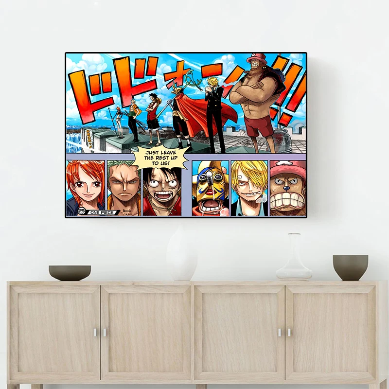 Japanse Anime Een Stuk Canvas Schilderij Luffy Zoro Ace Sabo Poster Print Muurschildering Foto 'S Muurkunst Home Decor Accessoires Cuadros