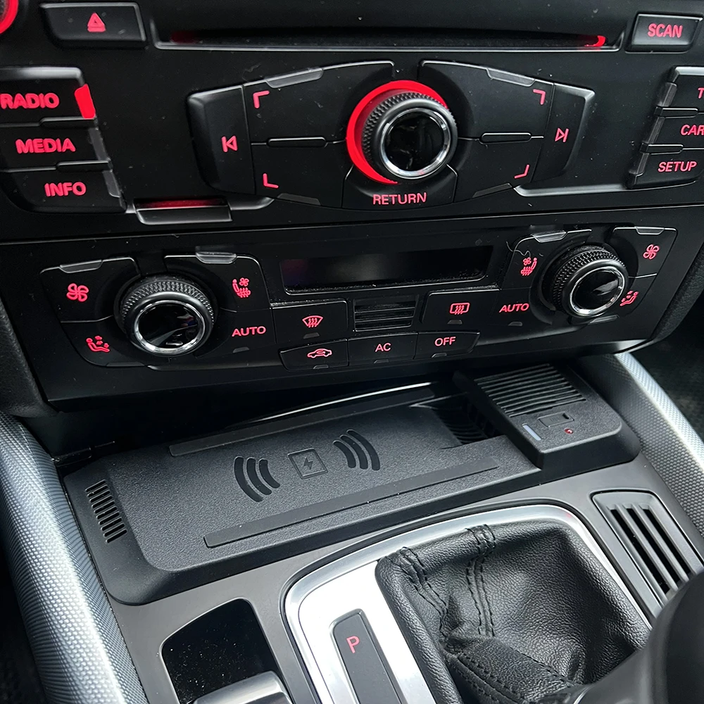 

Беспроводное зарядное устройство 15W для Audi A4 B8 B9 A4 Allroad A5 S5 RS5 SQ5 Q5, держатель для телефона, зарядная панель, быстрая зарядка, аксессуары для салона