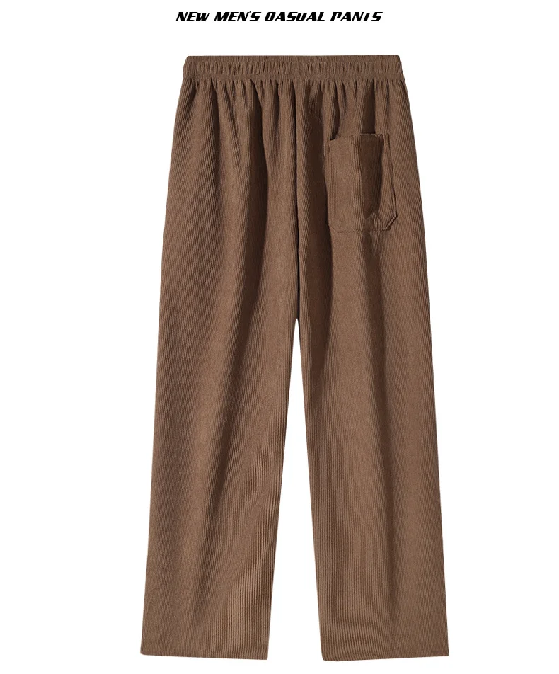 Herren Cordhose mit Fleecefutter, Weites Bein, Winter-Warm, Dick, mit Kordelzug, Gerade Hose, Lässige Weite Baggy-Sweatpants, Streetwear – Detail 7