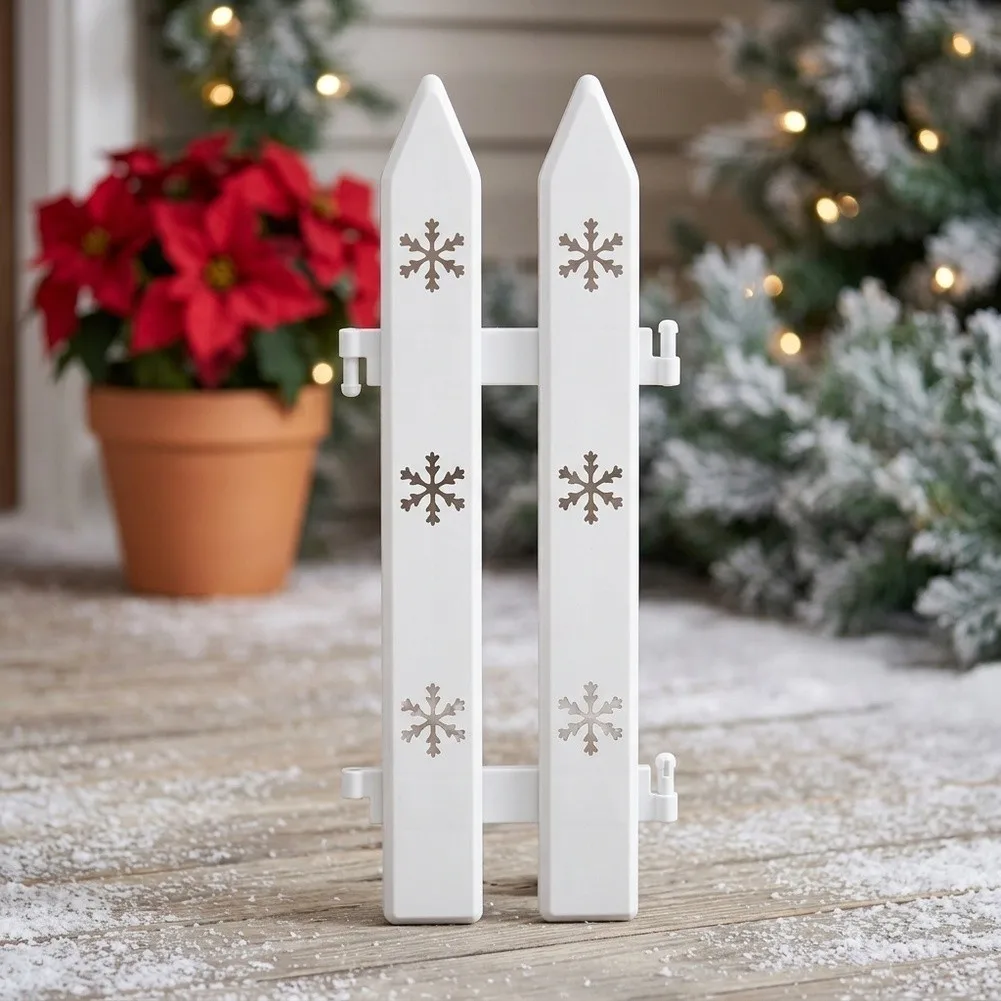 16Pcs Christmas Tree Fence Decoration White Plastic Plant Fence For New Year Party Home Garden Holiday Indoor Decor