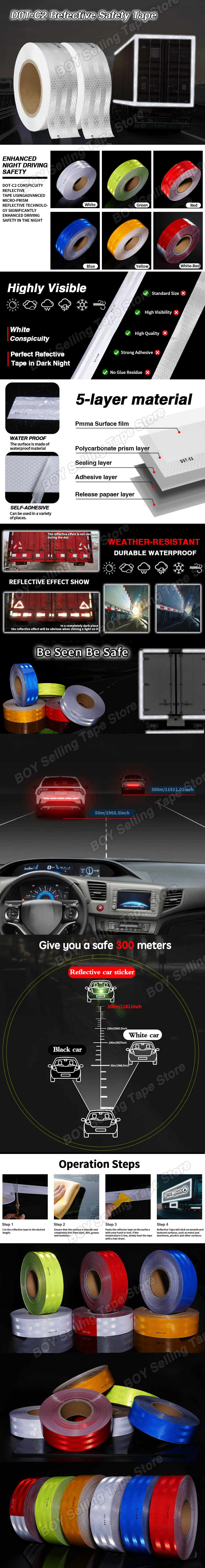Auto LKW Reflektierende Sicherheitsband Warnung Nachtlicht Wasserdicht Anhänger Reflektor Aufkleber Für Auto Lkw Warnung Sicherheit – Detail 1