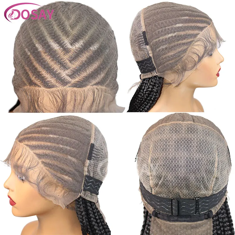 Synthetische Stammes geflochtene Perücken 36 "volle Spitze Jumbo geflochtene Perücke Cornrow Zöpfe Spitze Perücken für schwarze Frauen knoten lose Dread lock Perücke