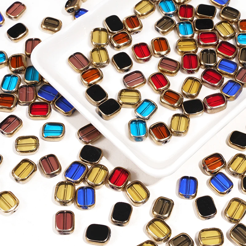 10x12mm farbige rechteckige ovale Glasperlen, lose Abstandshalterperlen für die Schmuckherstellung, DIY Armband, Halskette, Zubehör – Detail 3
