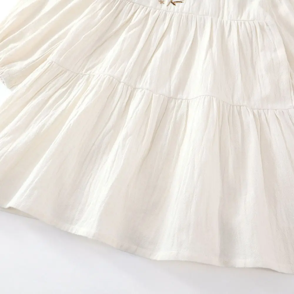 Abito da principessa in pizzo con fiori ricamati Abito lungo da ragazza allentato pieghettato Stile balletto A-line Abito da festa per bambini a maniche lunghe