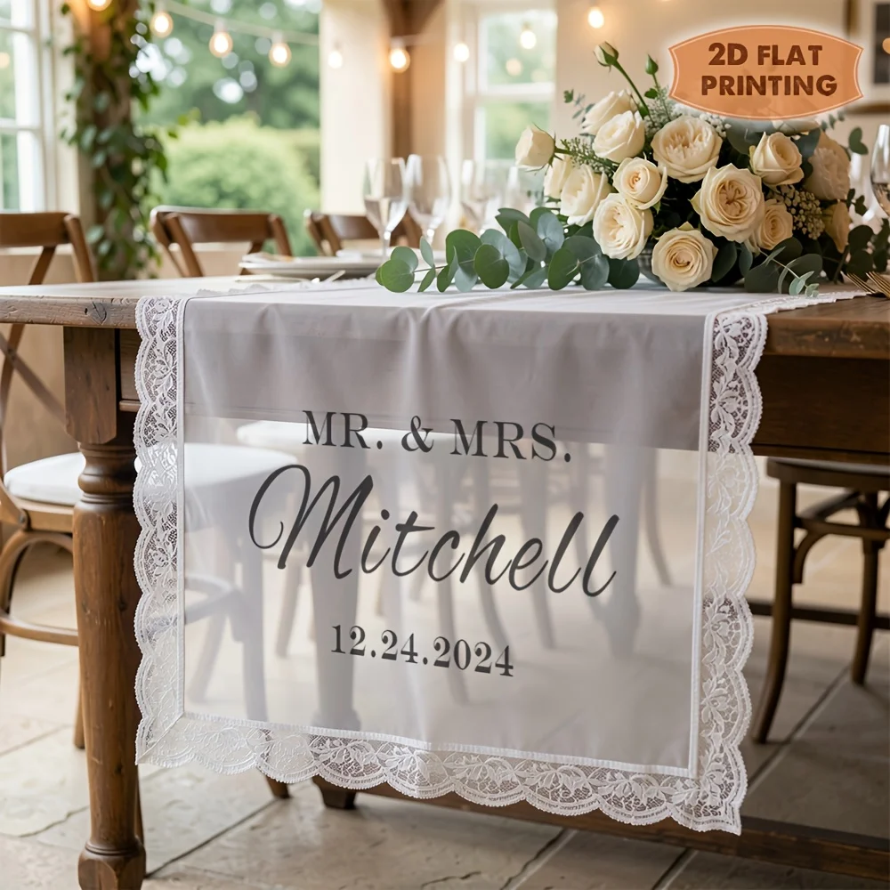 [Wedding Bridal Events] Custom Tulle Lace Table Runner & Table Cover - Sheer Wedding Table Decor for Parties, Birthdays
