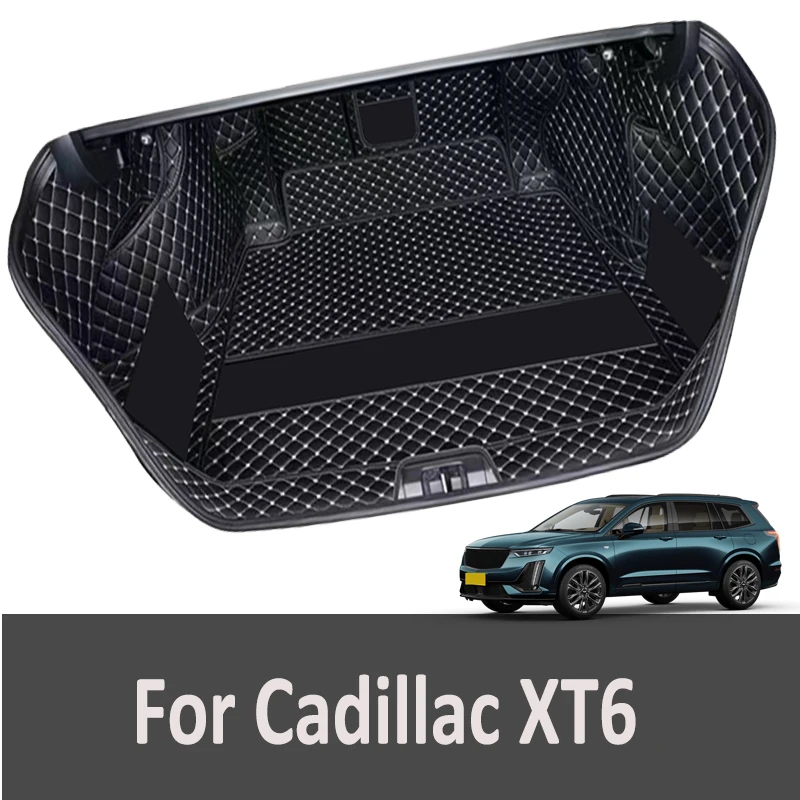 Custom Leather Car Trunk Mats For Cadillac XT6 2020 - 2025 7-Seat Rear Trunk Floor Mat Tray Carpet Mud