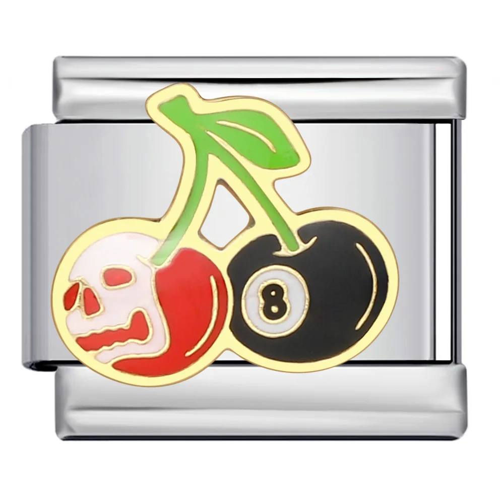 Y2k Creative สีแดงสีม่วงเสือดาวตาริมฝีปาก Moon อิตาเลี่ยน Charm Links Fit 9 มม.สร้อยข้อมือสแตนเลสผู้หญิงเครื่องประดับ DIY ของขวัญ