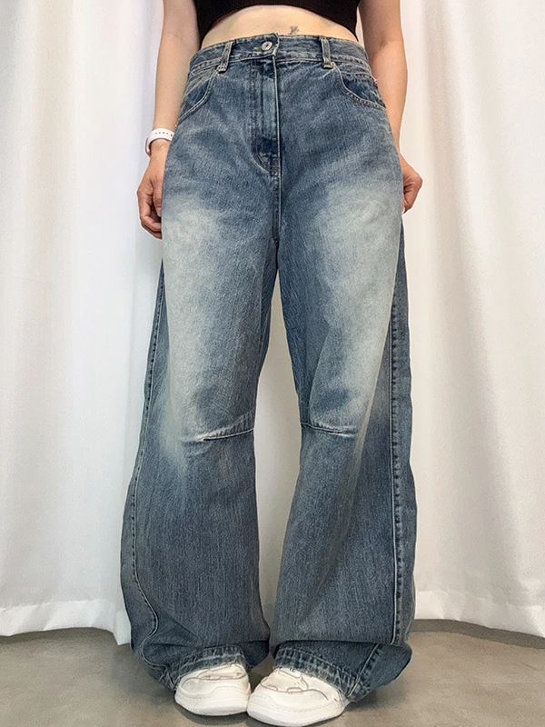 

2025 New High Waist Straight Leg Denim Jeans Women's Casual Sle High Waist Cotton Wide Leg Pants Korean Trend Dad Jeans
