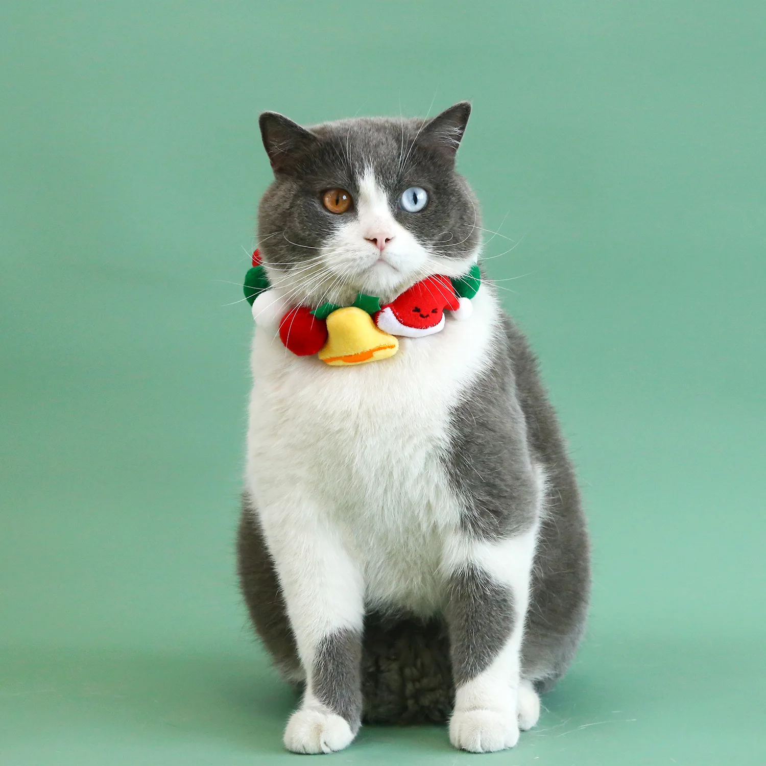 Christmas Pet Cosplay Cat Dog Ball Collar Plush Fabric Bell Christmas Tree Hat Colorful Cat Dog Neck Decoration Chain