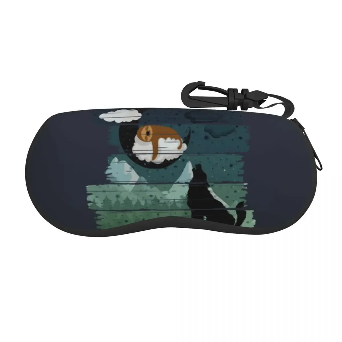 Sloths And Dogs Magical Winter Night Sunglasses Soft Case Neoprene Zipper Shell Eyeglass Case Protective Box For Glasses