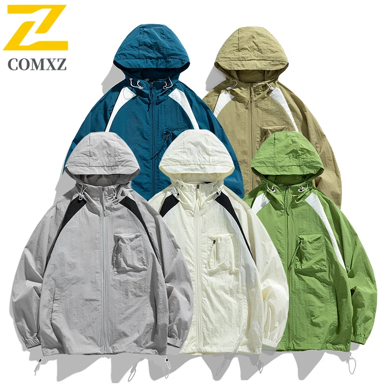 Men's Women Sun windbreaker Jacket 2025 UV Cooling Hoodie Long Sleeve Summer Clothing for Outdoor Hiking Solid Color Zipper Coat