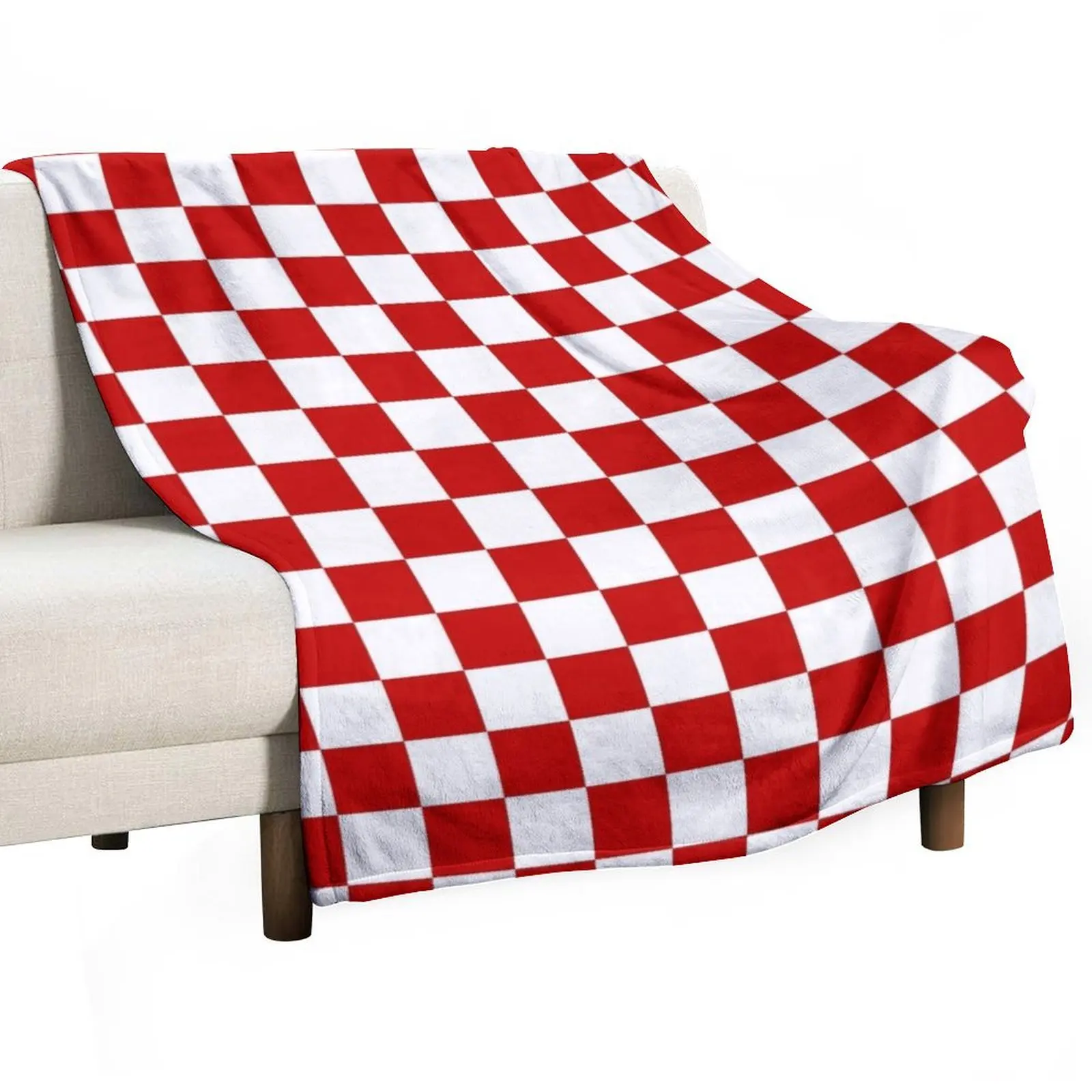 

Cherry Red And White Checkerboard Pattern Throw Blanket Large Flannels warm winter Luxury Designer Blankets