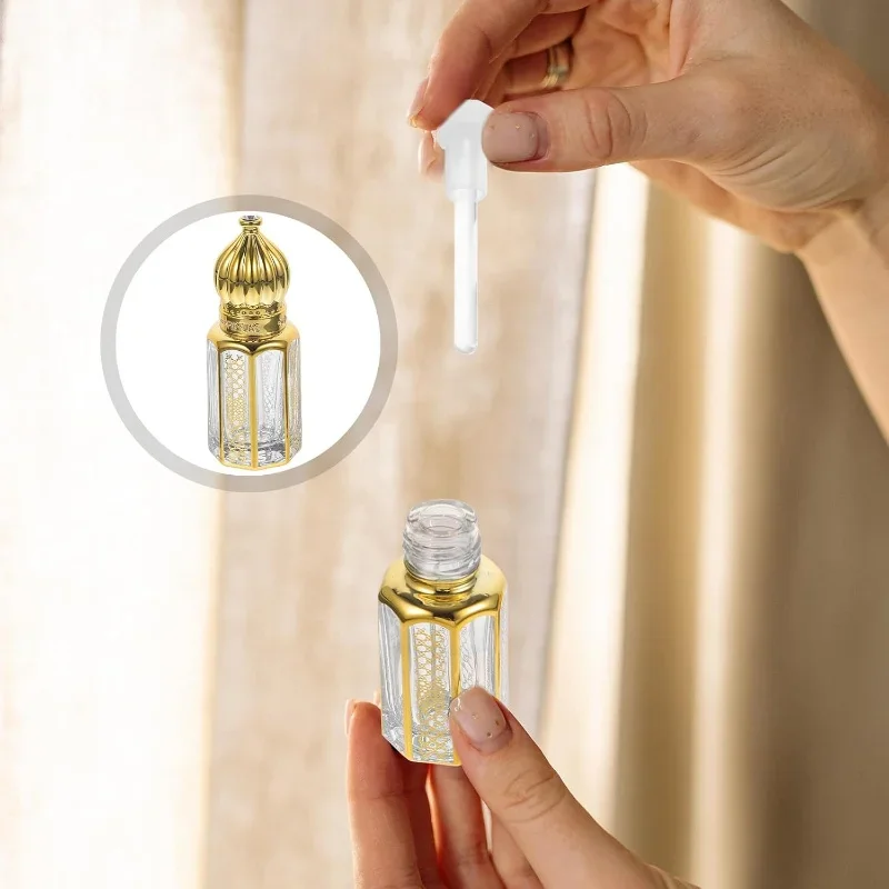1PCS 3/6/12ML Essence Bottle Octagonal Perfume Bottle Glass Drip Stick Essential Oil Bottle Clear Walking Beads Empty Bottle