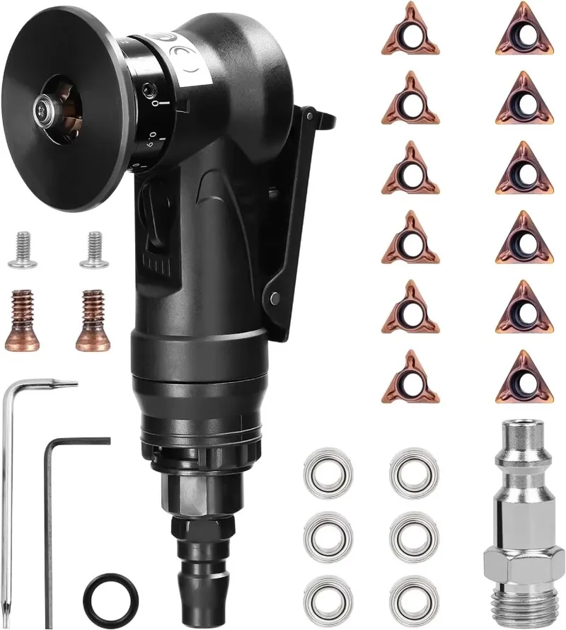 Mini chamfering tool, 45-degree pneumatic groove machine with replacement blades and bearings, used for metal deburring