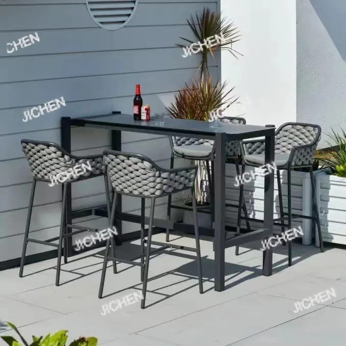 

Outdoor Tables And Chairs Rattan Bar Chairs High Stool Outdoor Villa Open-air Bar B & B Garden Leisure Bar Stool Bar Chair