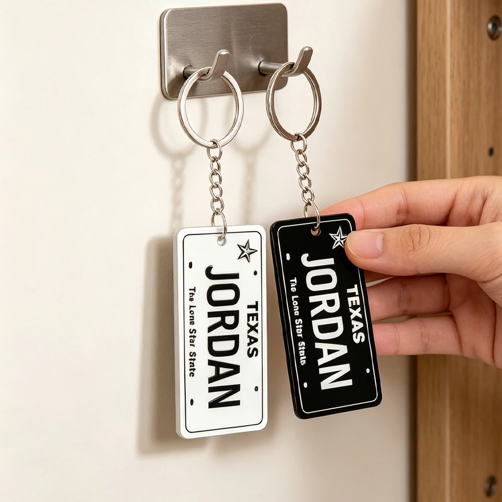 Custom Acrylic Name Region Keychain Creative Car License Plate Keychains Personalized Custom License Plate Key Exquisite Gift
