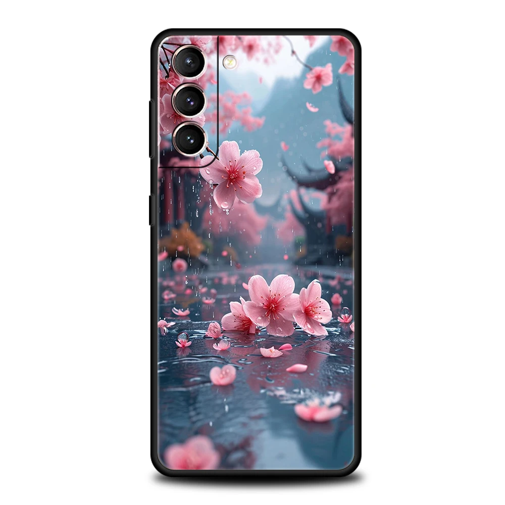 Roze Lente Kersenbloesems Telefoonhoesje Voor Samsung Galaxy S24 S23 S22 S20 S21 Fe Ultra S10 S10e S9 S8 Plus 5G Siliconen Hoes