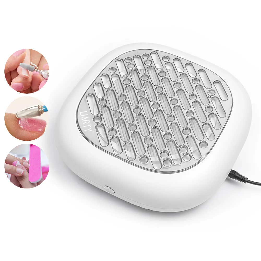 130W High Power Nail Dust Collector Mini Nail Dust Extractor 6 Speed Adjustable Suction Duster with 2 Filter