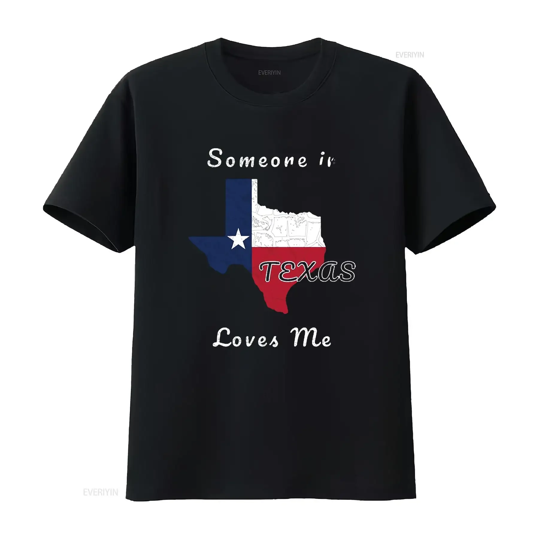 تي شيرت نسائي شخص ما في تكساس يحبني للسفر لطيف بشعار الدولة بأكمام طويلة أسود كبير عتيق مغسول أوم موضة قابلة للتنفس #1