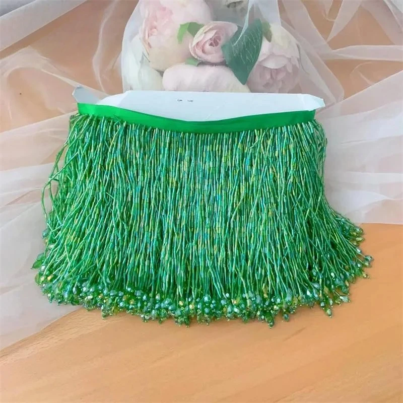5-1Y.20Color 16cm High Crystal Glass Beads Tassel Handmade Lace Trim DIY Wedding Dress Headdress Decoration Accessories