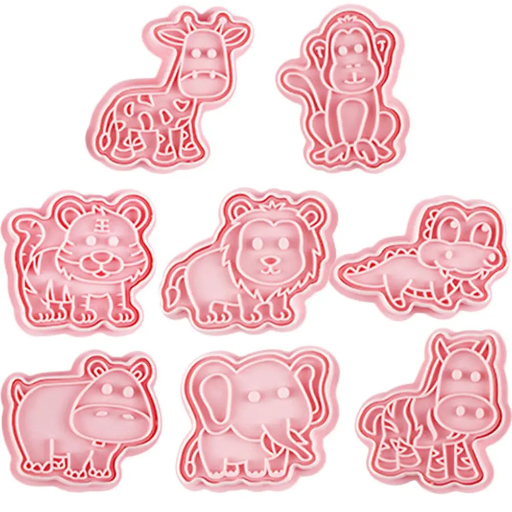 

8 Pcs Biscuit Mold Party Cookie Baking Carved Supplies Making Molds Stamps for Plastic Pastry Animal Cutters