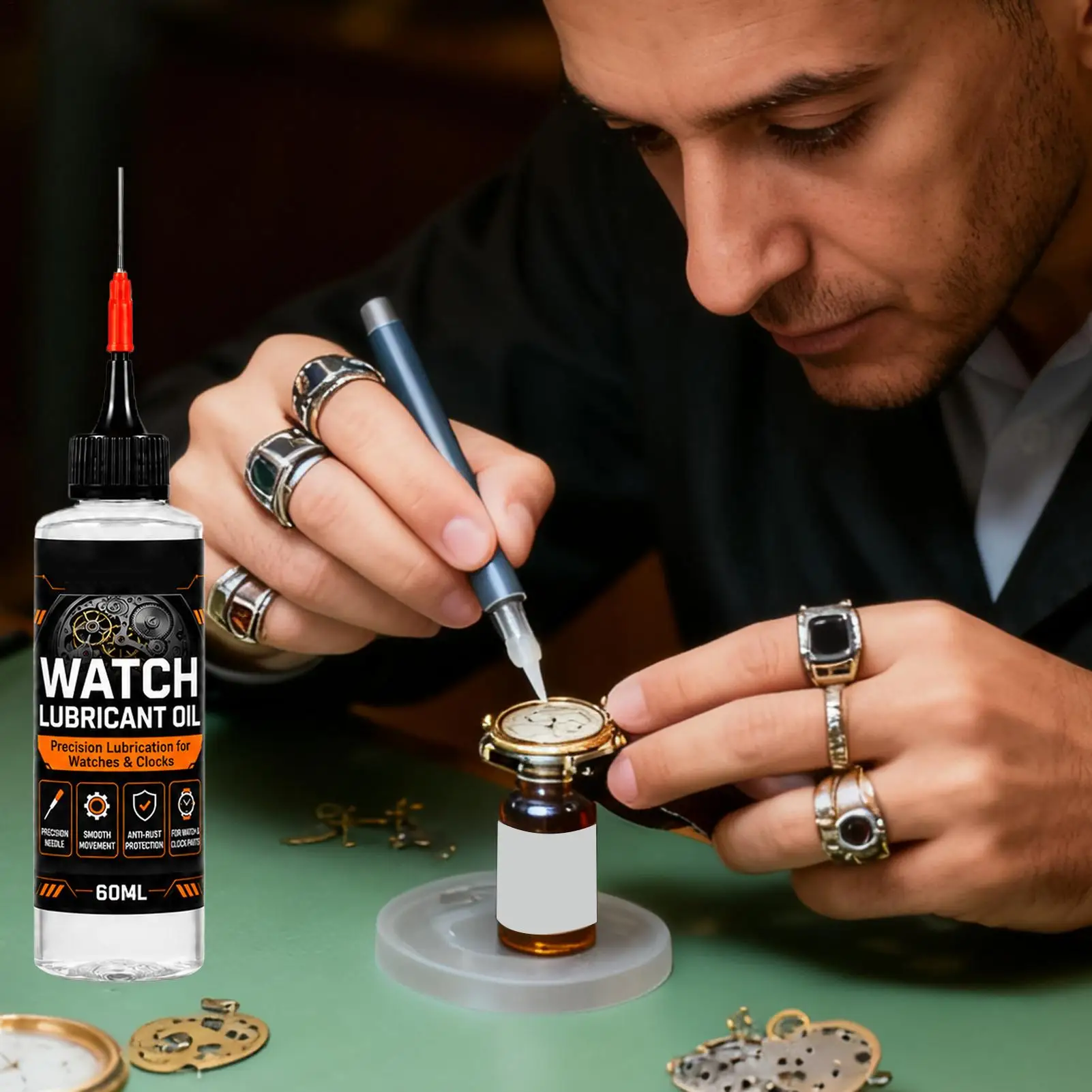 60ml Watch Oil Long-Lasting Rust-Resistant Watch Lubricating Oil Synthetic for Maintenance Restoration Watchmaking Home Daily