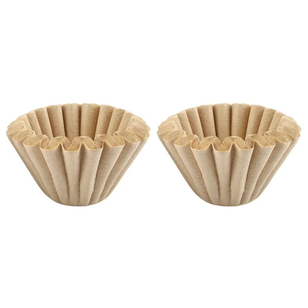 50pcs set Unbleached Disposable Coffee Filters Natural Brown 2-4 Cup Size Wood Fiber Coffee Filters 1-2 Cup Size