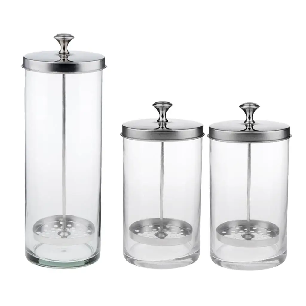 3xDisinfection Jar Container Glass Tool Jar for Salon Barber