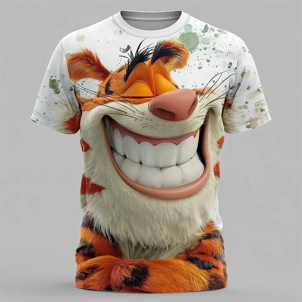 

Funny And Interesting 3d-Printed Summer Quirky Animal-Pattern T-Shirt With Fashionable Round-Neck Short-Sleeved Top, Size 6xl