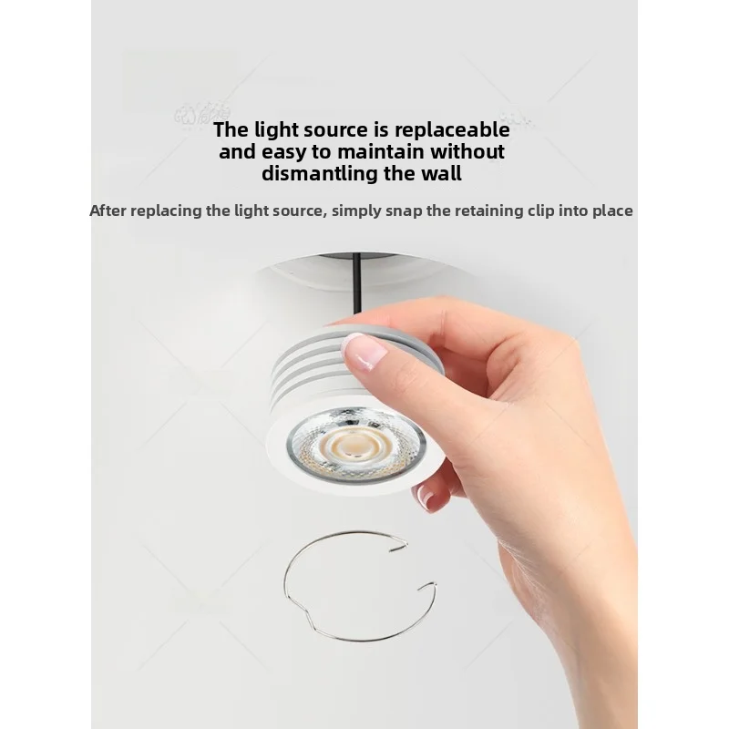 2026 Ultra-Thin Gypsum Lamp Recessed Downlight With Bezel-Free LED For Living Room Pre-Installed COB Cylindrical Light Fixture