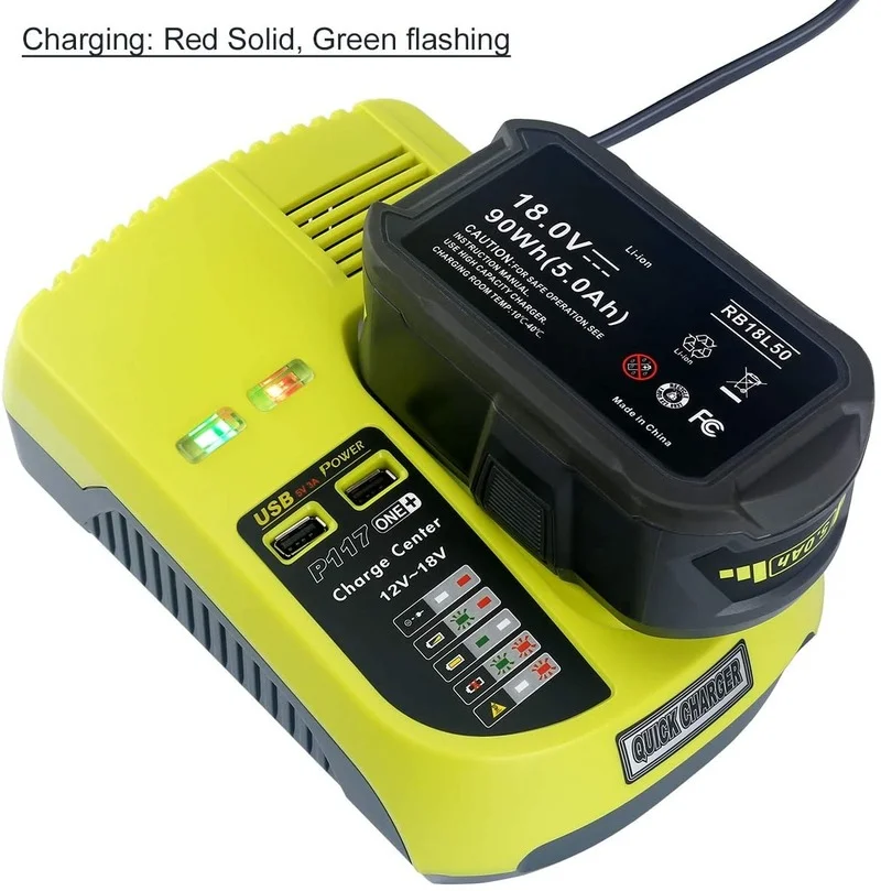 3A 12V-18V Lithium-Ion and Ni-Mh/Ni-Cd Replacement Charger for Ryobi ONE+ P104 P105 P107 P108 BCL1418 Rechargeable Battery