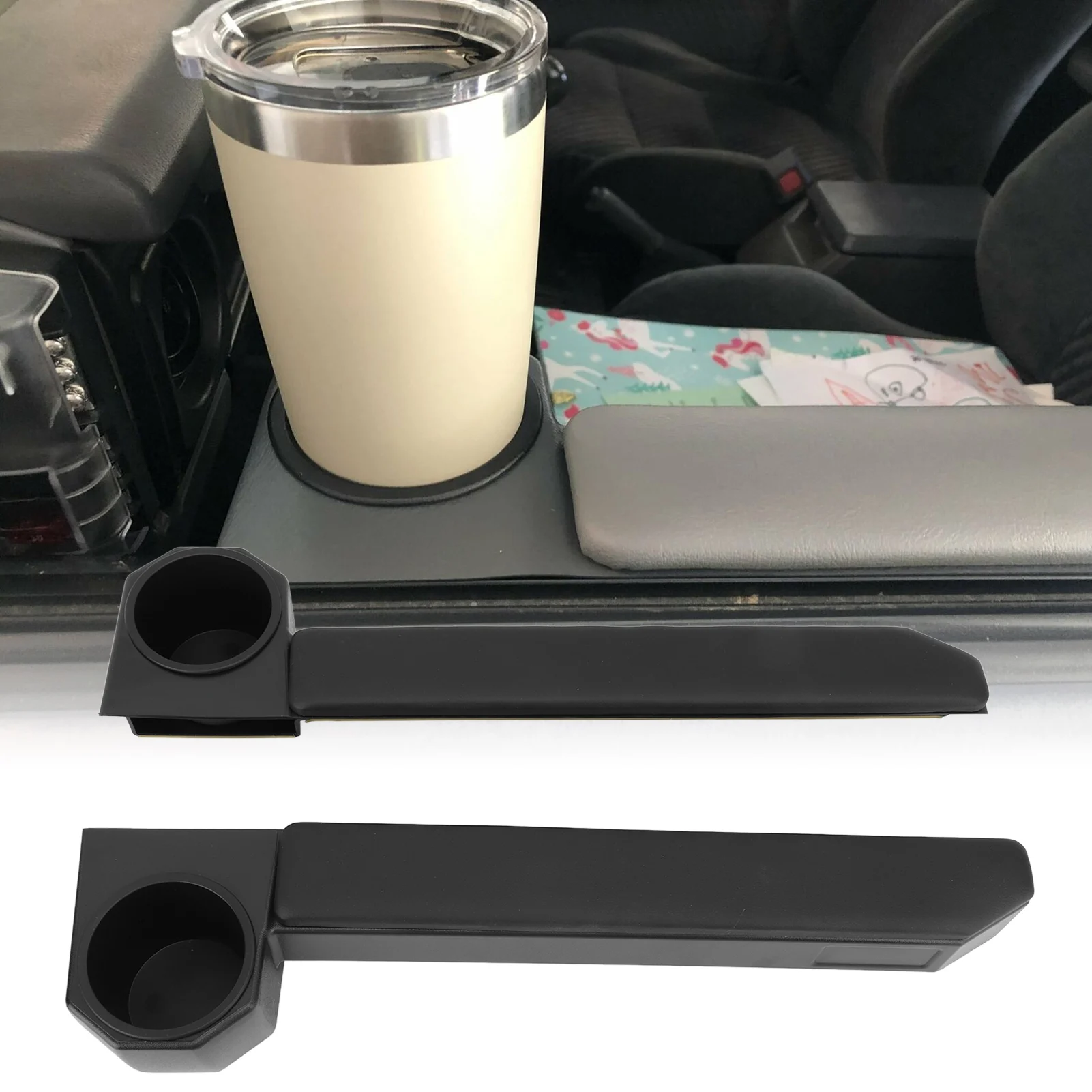 1 Pair Car Door Armrest Cup Holder Plastic Leather Wear Resistance Replacement for Toyota Land Cruiser 70 Series