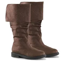 2025  New Adult Men Medieval Leather Boots Renaissance Half Haddock Shoes