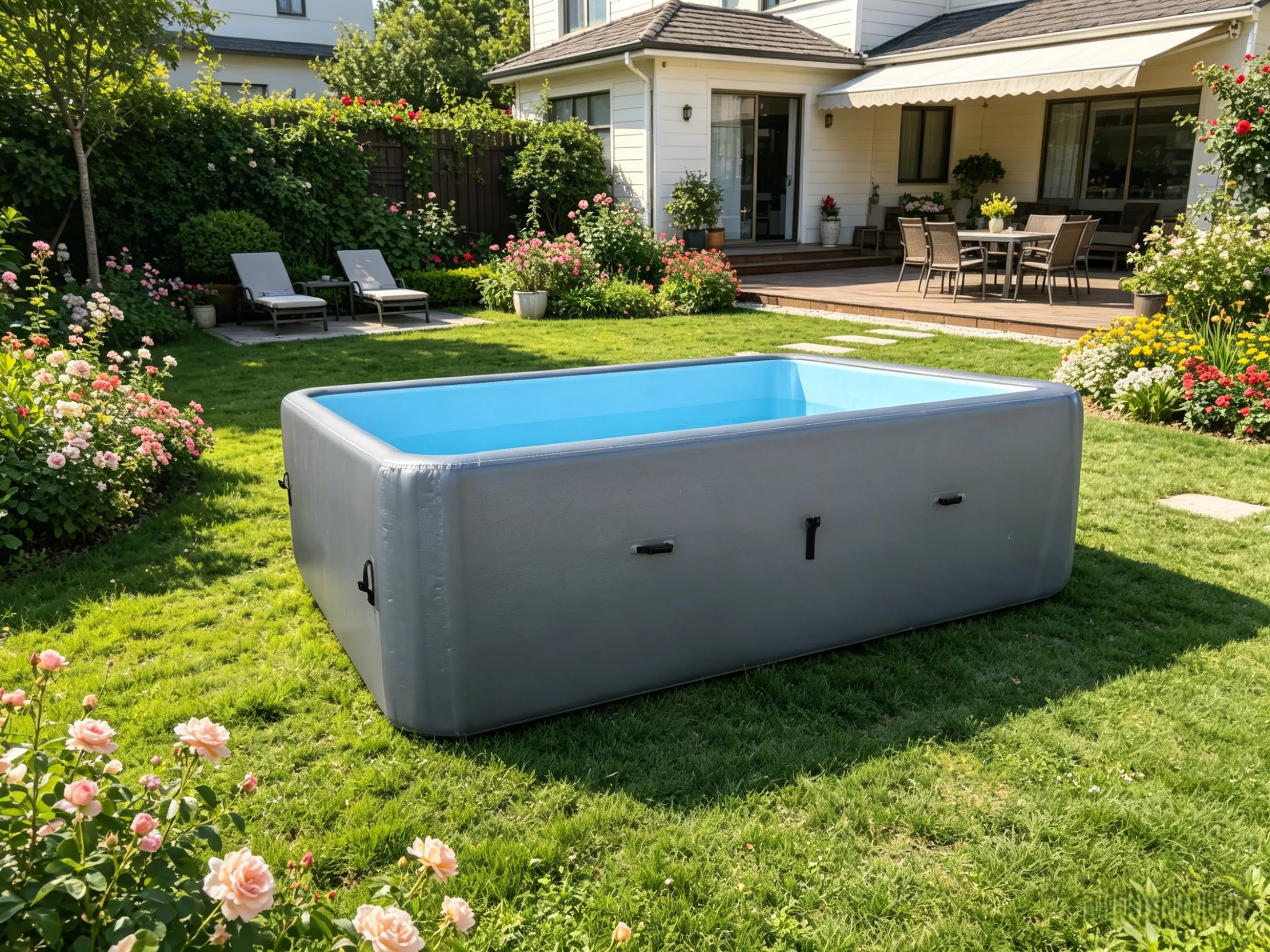 Drop Stitch PVC Inflatable Swimming Pool 4x3 Meters Children's Outdoor Portable High Quality 5mm Thick Rectangle Shape