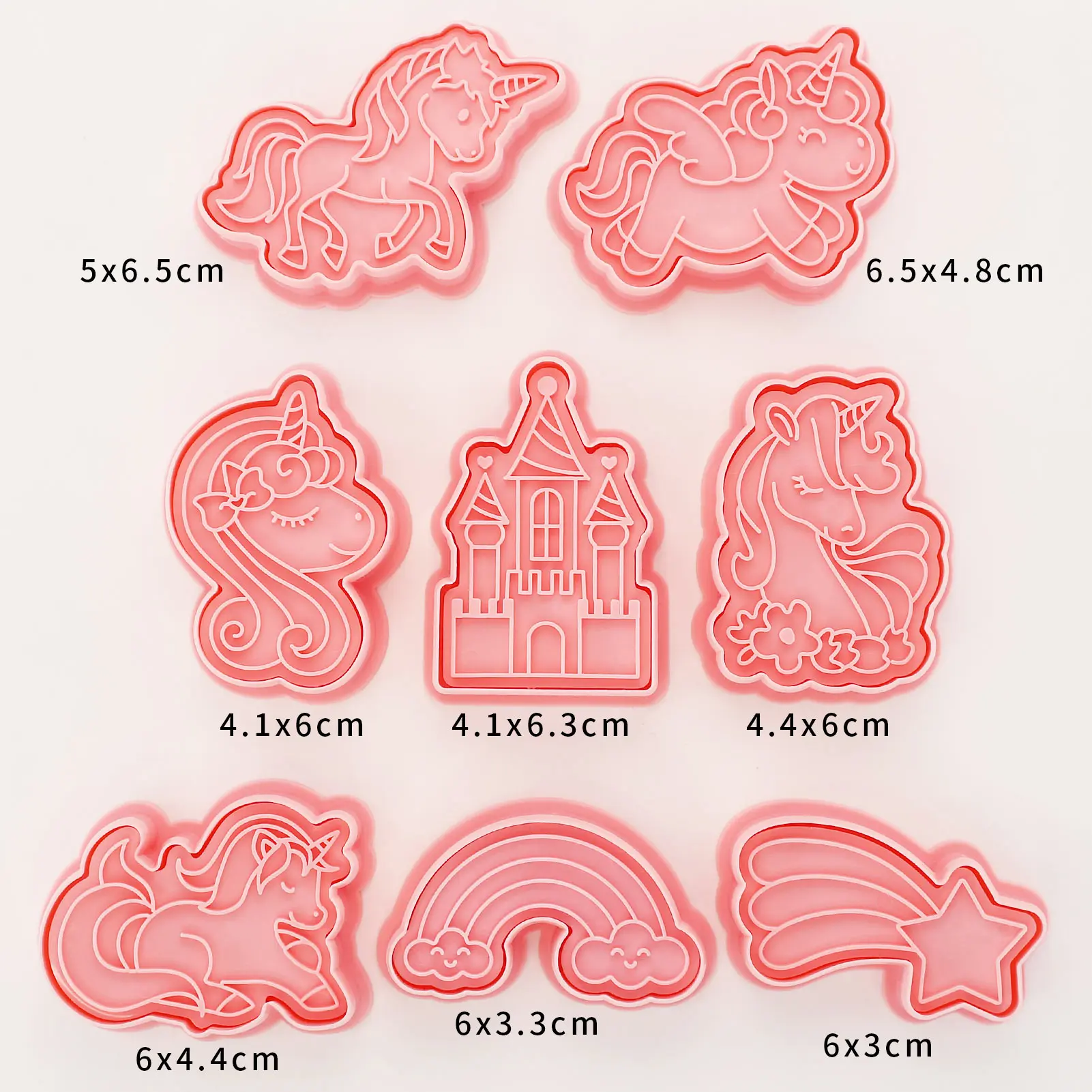 8 قطع من قواطع كوكي الحيوانات ثلاثية الأبعاد منقوشة على شكل وحيد القرن للخبز أدوات الخبز ذاتية الصنع (8-يونيكورن ب)