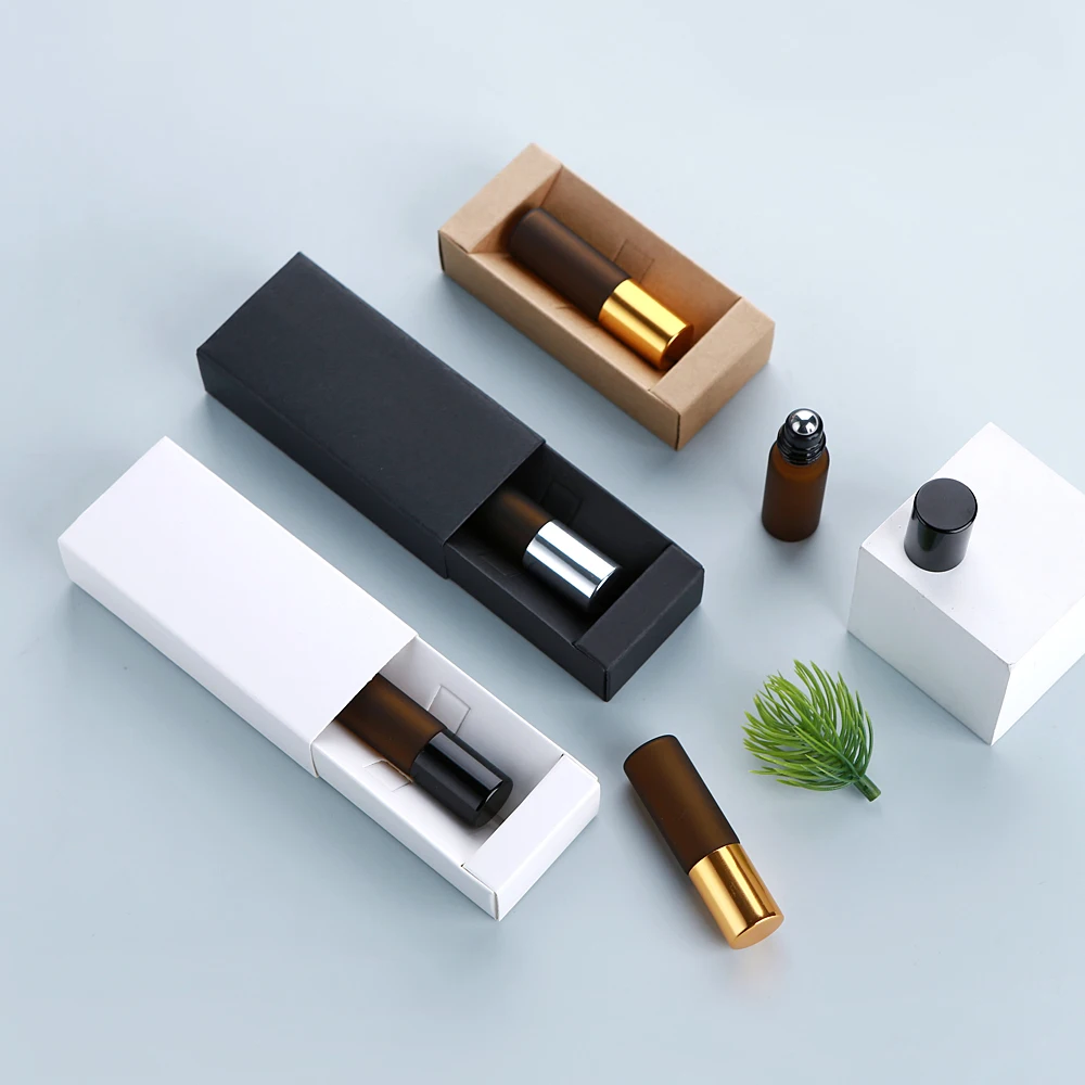 50/80個 5ml 絶妙なつや消しブラウンガラス香水ローラー、正確な用量、スムーズなローリング、ボックス付き旅行用詰め替えボトル