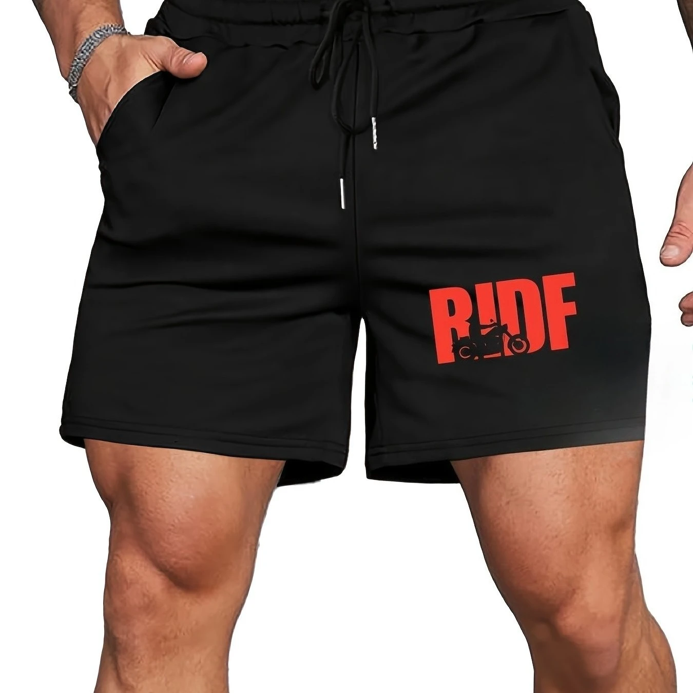 

Men's Motorcycle Riding with Basketball Shorts - Summer Elastic Waist Belt Adjustable Drawstring