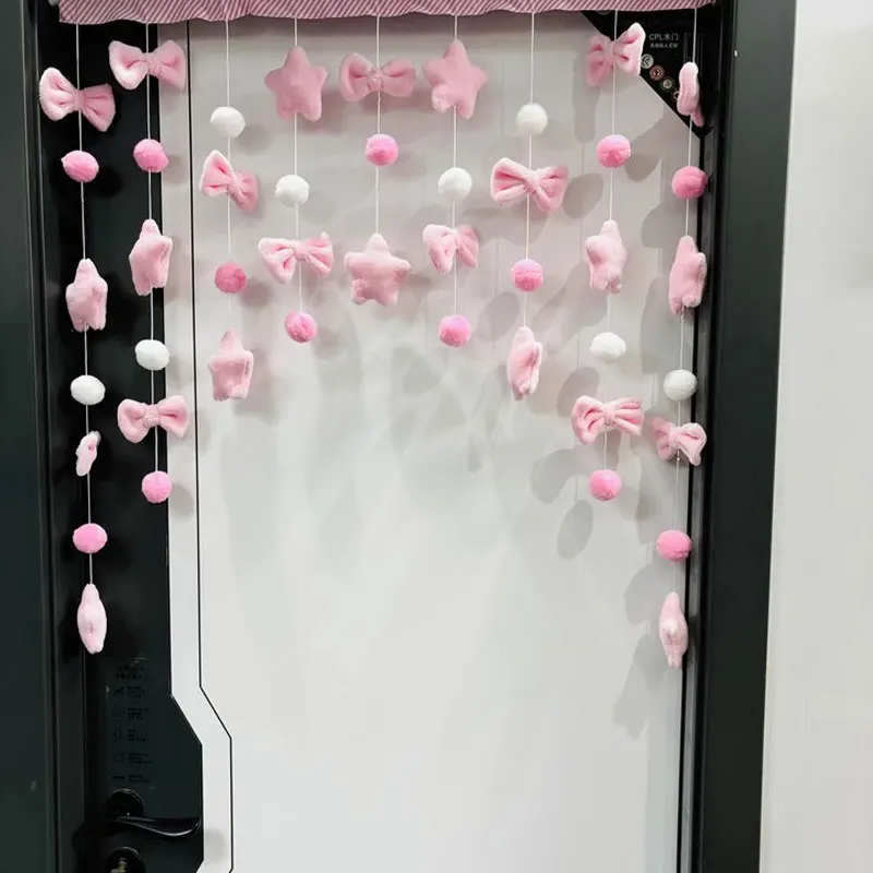 Japanese Style Bow Tassel Short Curtain Hanging Window String Pendant Doorway Curtains Bathroom Velcro Door Curtain Girl Bedroom