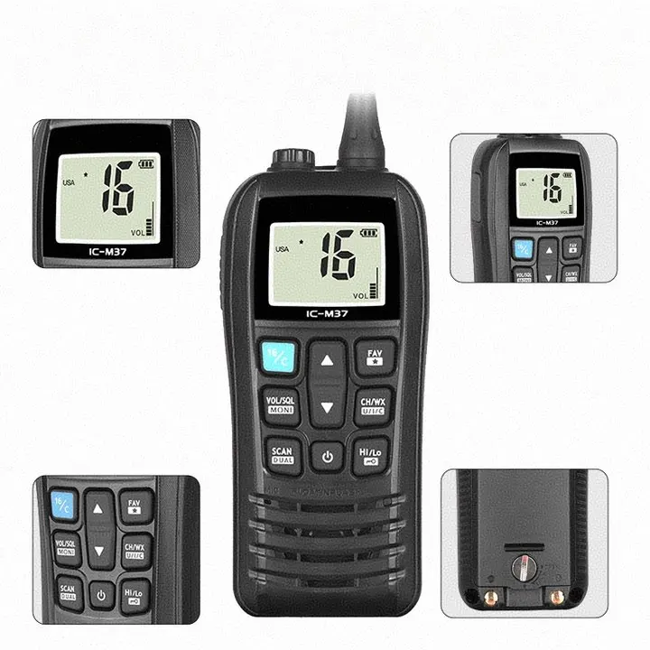 

6W Long Range Wireless Communication 10km Long Range Handheld Vhf Radio IC M37 High Power Vhf Marine Radio