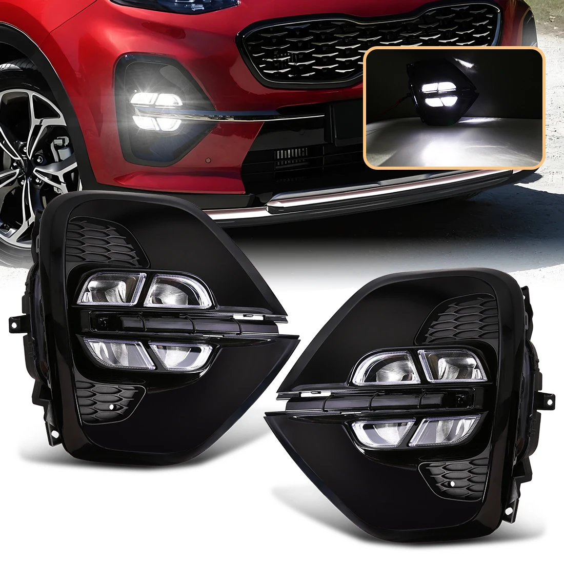 

Светодиодный противотуманный фонарь, бампер для вождения для KX5 KIA Sportage Eco Dynamic 2020, дневные ходовые огни, США, Россия, тип, автомобильные аксессуары 12 В