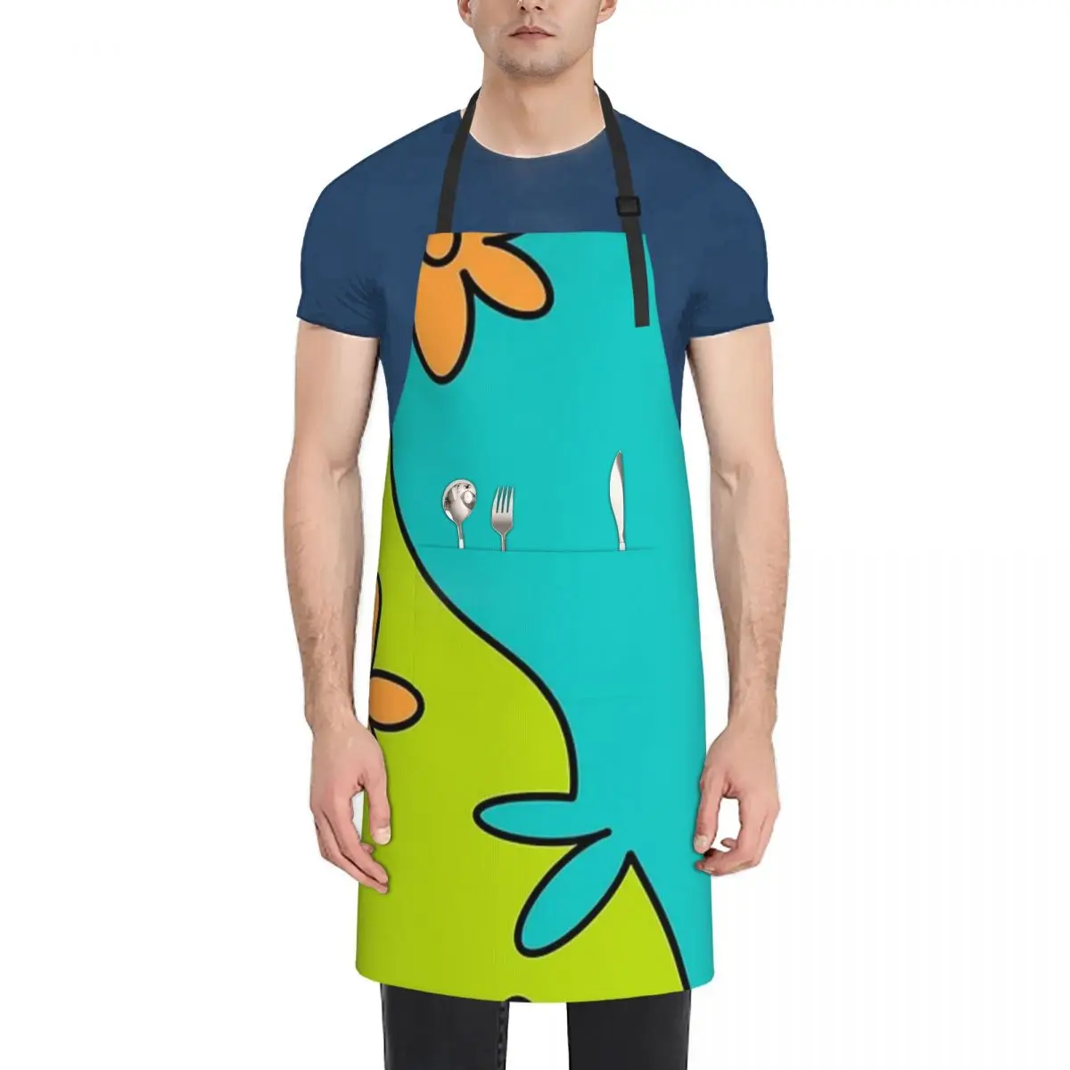 

Mysterious Flowers ꧻ Adult Waterproof Apron with Pockets - Easy-Care, Stain-Resistant Apron for Cooking, Baking, and Crafting