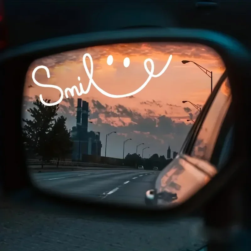 1PC Unique Smile Car Sticker, Cheerful Accessory for Car Side Mirror, Make Your Car Stand Out with This Positive Decal